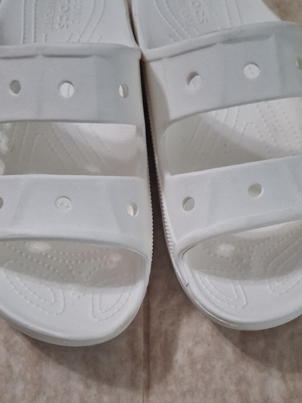 CROCS Men White Double-Strap Slide Sandals - Casual Foam Slides